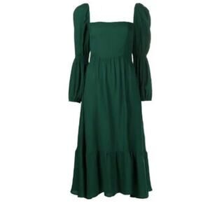 NWT Reformation Mica Long Sleeve Midi Dress Emerald Green 0